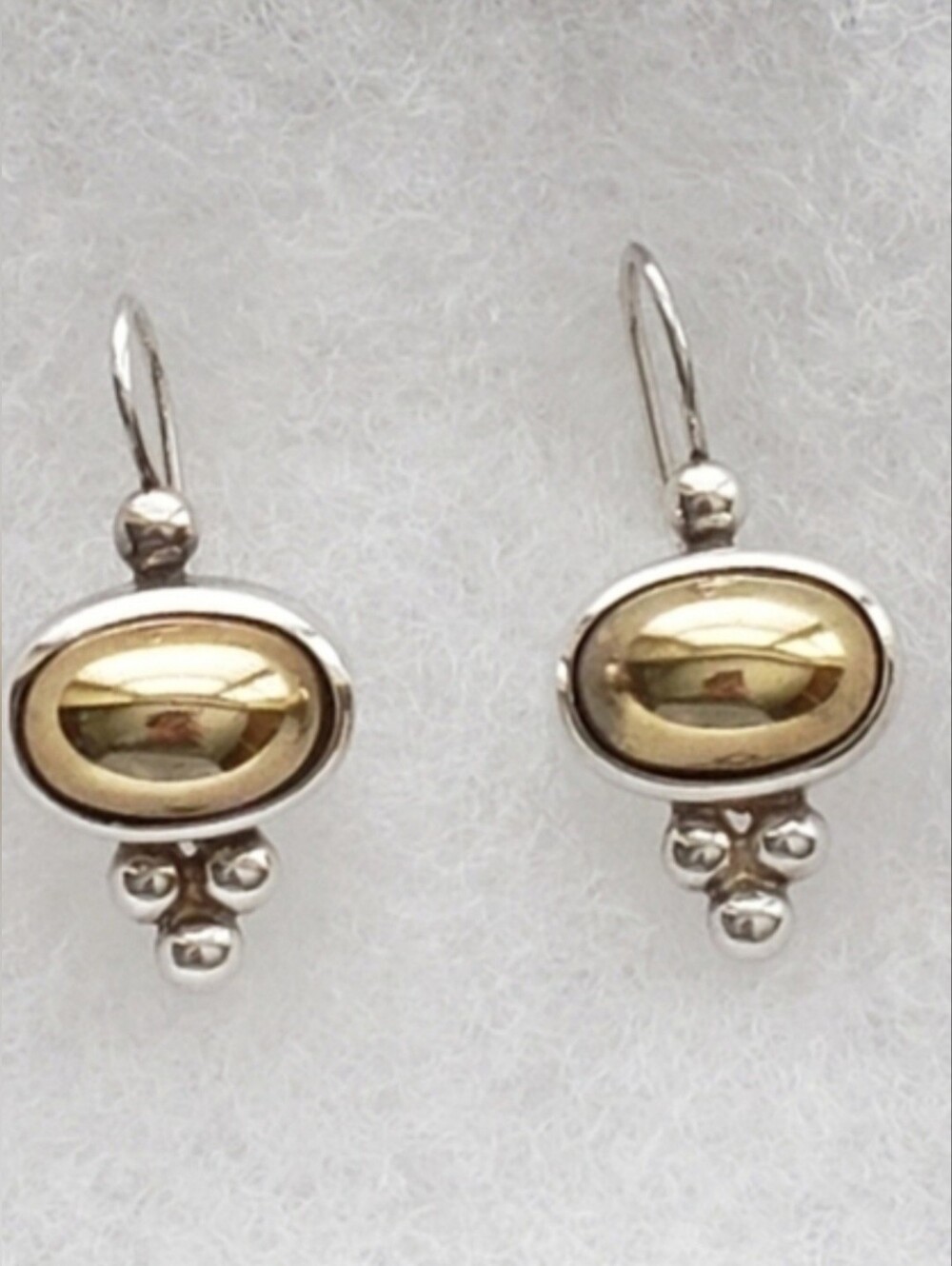 Rare Vintage Silpada Sterling Silver Brass Oval Drop Earrings W0009B